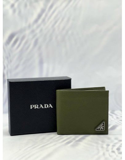 (LIKE NEW) PRADA BI-FOLD WALLET IN OLIVE GREEN SAFFIANO LEATHER