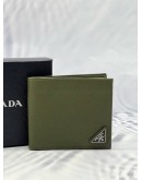 (LIKE NEW) PRADA BI-FOLD WALLET IN OLIVE GREEN SAFFIANO LEATHER