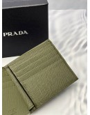 (LIKE NEW) PRADA BI-FOLD WALLET IN OLIVE GREEN SAFFIANO LEATHER