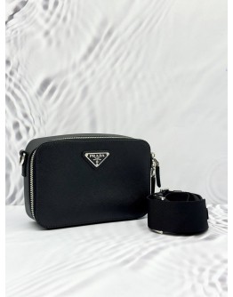 (LIKE NEW) PRADA BRIQUE CROSSBODY BAG IN BLACK SAFFIANO LEATHER