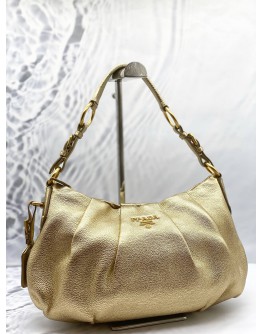 PRADA SHOULDER BAG IN METALLIC GOLD LEATHER 