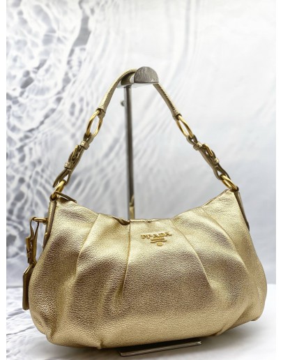 PRADA SHOULDER BAG IN METALLIC GOLD LEATHER 