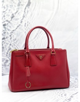 PRADA BN1801 MEDIUM GALLERIA TOP HANDLE BAG IN RED SAFFIANO LUX LEATHER