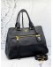 PRADA FRONT POCKET TOTE BAG IN BLACK VITELLO DAINO LEATHER