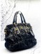 PRADA GAUFRE TOTE SHOULDER BAG IN BLACK NYLON WITH CALFSKIN LEATHER