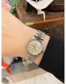 ROLEX LADY DATEJUST JUBILEE REF 69174 SILVER DIAL 18K 750 WHITE GOLD BEZEL 26MM AUTOMATIC WATCH