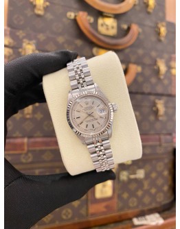 ROLEX LADY DATEJUST JUBILEE REF 69174 SILVER DIAL 18K 750 WHITE GOLD BEZEL 26MM AUTOMATIC WATCH