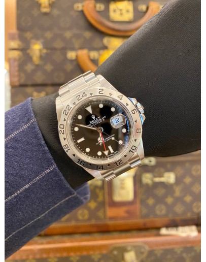 (LIKE NEW) 2004 ROLEX OYSTER PERPETUAL DATE EXPLORER II REF 16570 BLACK DIAL 40MM AUTOMATIC WATCH -FULL SET-