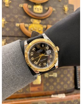 (LIKE NEW) 2013 ROLEX DATEJUST II 18K 750 YELLOW GOLD REF 116333 BLACK DIAL 41MM AUTOMATIC WATCH -FULL SET-