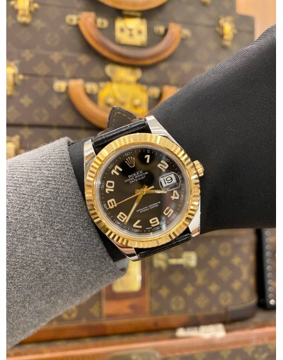 (LIKE NEW) 2013 ROLEX DATEJUST II 18K 750 YELLOW GOLD REF 116333 BLACK DIAL 41MM AUTOMATIC WATCH -FULL SET-