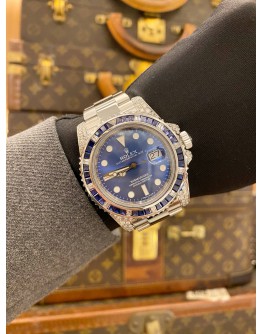 (LIKE NEW) 2018 ROLEX SUBMARINER DATE REF 116610 UPGRADED TO REF 116659 “SHOW LO” DIAMOND SAPPHIRES BLUE DIAL 40MM AUTOMATIC WATCH -FULL SET-