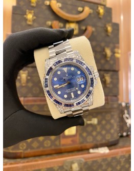 (LIKE NEW) 2018 ROLEX SUBMARINER DATE REF 116610 UPGRADED TO REF 116659 “SHOW LO” DIAMOND SAPPHIRES BLUE DIAL 40MM AUTOMATIC WATCH -FULL SET-