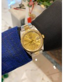 2002 ROLEX OYSTER PERPETUAL DATE HALF 18K 750 YELLOW GOLD REF 15223 CHAMPAGNE DIAL 34MM AUTOMATIC WATCH -FULL SET-
