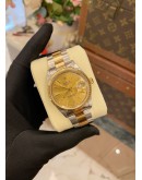 2002 ROLEX OYSTER PERPETUAL DATE HALF 18K 750 YELLOW GOLD REF 15223 CHAMPAGNE DIAL 34MM AUTOMATIC WATCH -FULL SET-