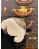 (LIKE NEW) 2015 ROLEX DATEJUST 31 HALF 18K 750 YELLOW GOLD REF 178343 DIAMOND BEZEL SILVER DIAMOND DIAL 31MM AUTOMATIC WATCH -FULL SET-