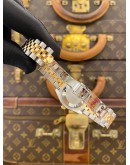 (LIKE NEW) 2015 ROLEX DATEJUST 31 HALF 18K 750 YELLOW GOLD REF 178343 DIAMOND BEZEL SILVER DIAMOND DIAL 31MM AUTOMATIC WATCH -FULL SET-