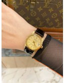 ROLEX DATEJUST 31 HALF 18K 750 YELLOW GOLD REF 6827 GOLD TAPESTRY DIAL 31MM AUTOMATIC WATCH 