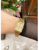 (LIKE NEW) ROLEX CELLINI FULL 18K 750 YELLOW GOLD FACTORY DIAMOND 3/6/9 BLUE SAPPHIRE INDICES REF 4930 GOLD TEXTURED DIAL 33MM X 24MM MANUAL WINDING WATCH