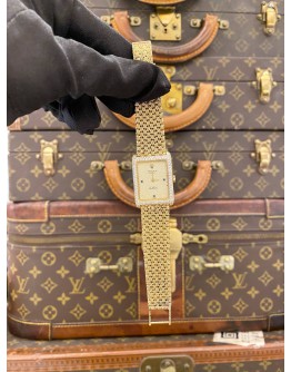 (LIKE NEW) ROLEX CELLINI FULL 18K 750 YELLOW GOLD FACTORY DIAMOND 3/6/9 BLUE SAPPHIRE INDICES REF 4930 GOLD TEXTURED DIAL 33MM X 24MM MANUAL WINDING WATCH