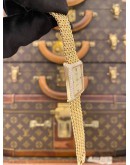 (LIKE NEW) ROLEX CELLINI FULL 18K 750 YELLOW GOLD FACTORY DIAMOND 3/6/9 BLUE SAPPHIRE INDICES REF 4930 GOLD TEXTURED DIAL 33MM X 24MM MANUAL WINDING WATCH