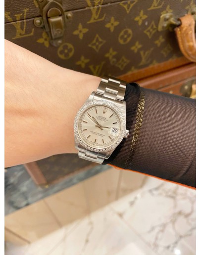 2005 ROLEX DATEJUST 31 DIAMOND BEZEL REF 78240 SILVER DIAL 31MM AUTOMATIC WATCH