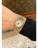 2016 ROLEX LADY DATEJUST JUBILEE HALF 18K 750 YELLOW GOLD REF 179173 WHITE DIAMOND DIAL 26MM AUTOMATIC WATCH