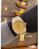 ROLEX DATEJUST 36 REF 16233 HALF 18K 750 YELLOW GOLD LINEN GOLD DIAL 36MM AUTOMATIC WATCH