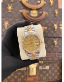 ROLEX DATEJUST 36 REF 16233 HALF 18K 750 YELLOW GOLD LINEN GOLD DIAL 36MM AUTOMATIC WATCH