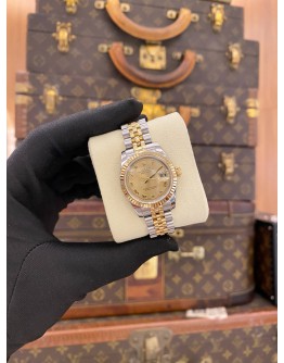 2015 ROLEX LADY DATEJUST JUBILEE HALF 18K 750 YELLOW GOLD REF 179173 CHAMPAGNE ROMAN NUMERALS DIAL 26MM AUTOMATIC WATCH