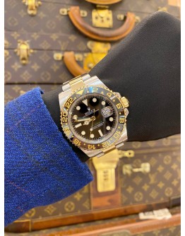 2015 ROLEX GMT-MASTER II HALF 18K 750 YELLOW GOLD REF 116713 BLACK DIAL 40MM AUTOMATIC WATCH -FULL SET-