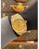 ROLEX PRESIDENT DAY-DATE 36 REF 18038 18K 750 YELLOW GOLD FACTORY DIAMOND STRING RUBY DIAMOND DIAL 36MM AUTOMATIC WATCH