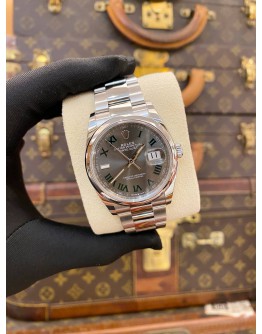 (UNUSED) ROLEX DATEJUST 36 REF 126200 GREY ROMAN NUMERALS DIAL 36MM AUTOMATIC WATCH -FULL SET-