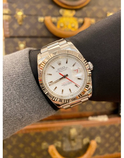 2008 ROLEX DATEJUST TURN-O-GRAPH RED HAND REF 116264 WHITE DIAL 36MM AUTOMATIC WATCH -FULL SET-