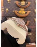 (BRAND NEW) 2025 ROLEX LADY DATEJUST 28 FACTORY DIAMOND HALF 18K 750 ROSE GOLD JUBILEE REF 279381RBR WHITE MOTHER OF PEARL DIAMOND DIAL AUTOMATIC WATCH -FULL SET-