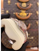 (BRAND NEW) 2025 ROLEX LADY DATEJUST 28 FACTORY DIAMOND HALF 18K 750 ROSE GOLD JUBILEE REF 279381RBR WHITE MOTHER OF PEARL DIAMOND DIAL AUTOMATIC WATCH -FULL SET-