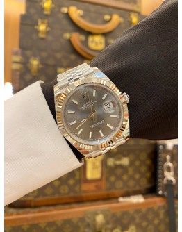 (LIKE NEW) 2024 ROLEX DATEJUST 41 RHODIUM JUBILEE REF 126334 CEMENT GRAY DIAL 41MM AUTOMATIC WATCH