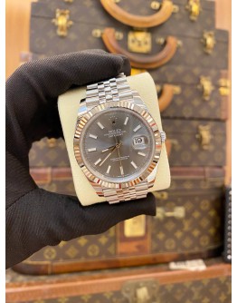 (LIKE NEW) 2024 ROLEX DATEJUST 41 RHODIUM JUBILEE REF 126334 CEMENT GRAY DIAL 41MM AUTOMATIC WATCH