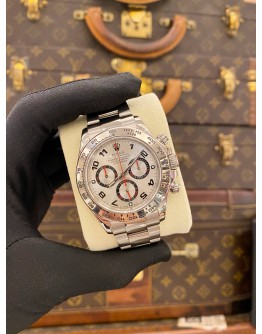 2011 ROLEX DAYTONA REF 116509 HALF 18K 750 WHITE GOLD SILVER RACING DIAL 40MM AUTOMATIC WATCH 