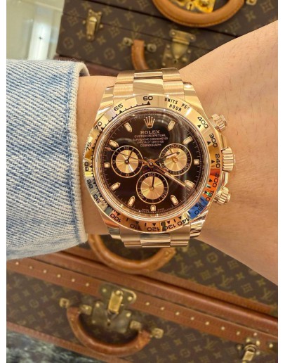 (UNUSED) 2021 ROLEX DAYTONA COSMOGRAPH 18K 750 ROSE GOLD REF 116505 BLACK DIAL 40MM AUTOMATIC WATCH -FULL SET-
