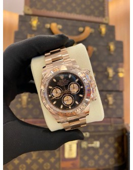 (UNUSED) 2021 ROLEX DAYTONA COSMOGRAPH 18K 750 ROSE GOLD REF 116505 BLACK DIAL 40MM AUTOMATIC WATCH -FULL SET-