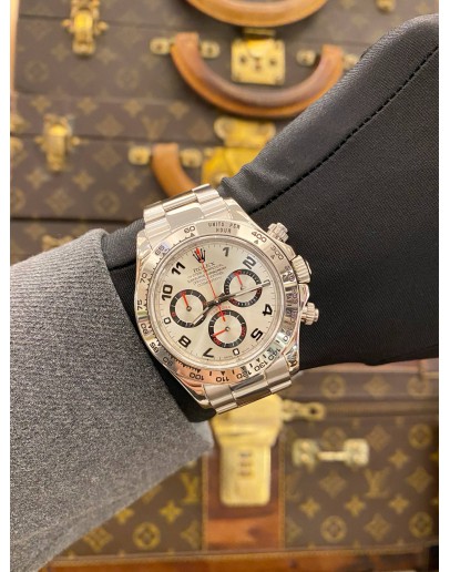 2014 ROLEX DAYTONA COSMOGRAPH HALF 18K 750 WHITE GOLD REF 116509 SILVER RACING DIAL 40MM AUTOMATIC WATCH -FULL SET-
