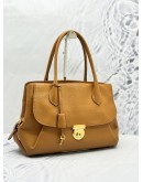 SALVATORE FERRAGAMO FIAMMA TOTE SHOULDER BAG IN BROWN GRAINED CALFSKIN LEATHER