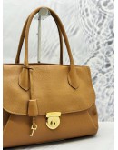 SALVATORE FERRAGAMO FIAMMA TOTE SHOULDER BAG IN BROWN GRAINED CALFSKIN LEATHER