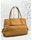 SALVATORE FERRAGAMO FIAMMA TOTE SHOULDER BAG IN BROWN GRAINED CALFSKIN LEATHER
