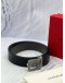 (BRAND NEW) SALVATORE FERRAGAMO BELT IN DARK GREY CALFSKIN LEATHER -FULL SET-