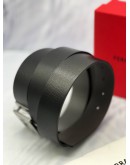 (BRAND NEW) SALVATORE FERRAGAMO BELT IN DARK GREY CALFSKIN LEATHER -FULL SET-