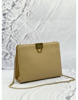 SALVATORE FERRAGAMO GANCINI CROSSBODY BAG IN BEIGE LEATHER