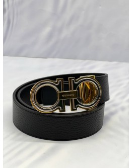 SALVATORE FERRAGAMO GANCINI BELT SIZE 85 IN BLACK LEATHER