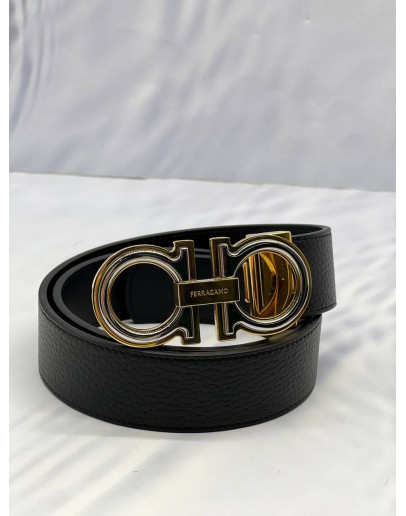 SALVATORE FERRAGAMO GANCINI BELT SIZE 85 IN BLACK LEATHER