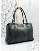 SALVATORE FERRAGAMO GANCINI HUG TOTE BAG IN BLACK LEATHER